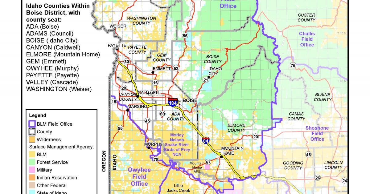 Boise District Map | Bureau Of Land Management